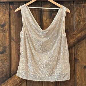 She & Sky Gold Sequin Sleeveless Tank Shirt NWT